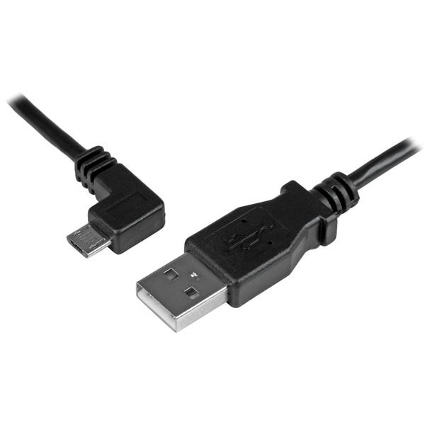 StarTech 1 m Micro-USB oplaad en sync kabel - M/M - Micro-USB haaks naar links - 30/24AWG