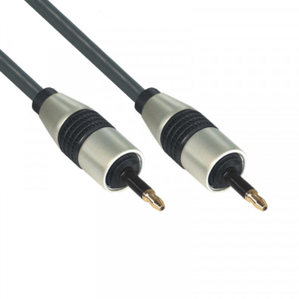 Optische Mini Toslink Kabel - 6mm dik - Verguld - Metalen Connector - 1 meter - Zwart