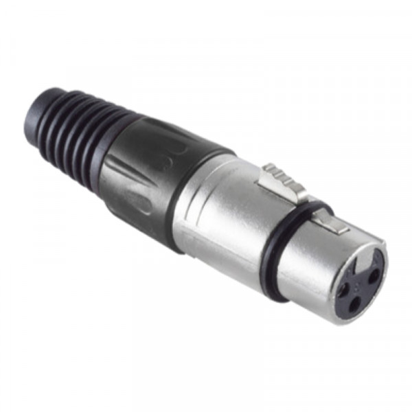 Soldeerbare XLR 3-pin Connector (v) - Met Trekontlasting - Metaal - Zwart