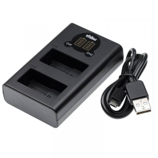 Tweevoudige Accu oplader voor Panasonic BLC12 en DMW-BLC12 - Met indicator - Zwart