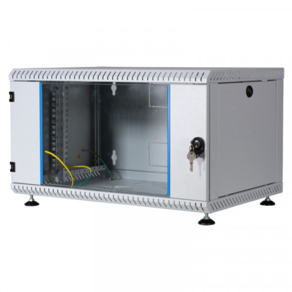 19" Wandbehuizing - 6U - 400mm diep - Voorgemonteerd - Grijs
