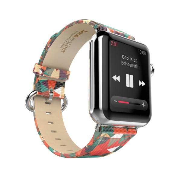 PU leren bandje met print Apple Watch 42 44mm