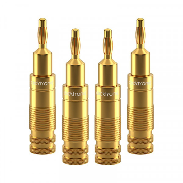 Clicktronic Banana Plug - 4 Stuks - Verguld - Schroefbaar - Full metal