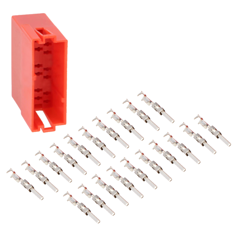 Mini ISO Connector Vrouwelijk - Inclusief 20 Mannelijke Pinnen - Rood
