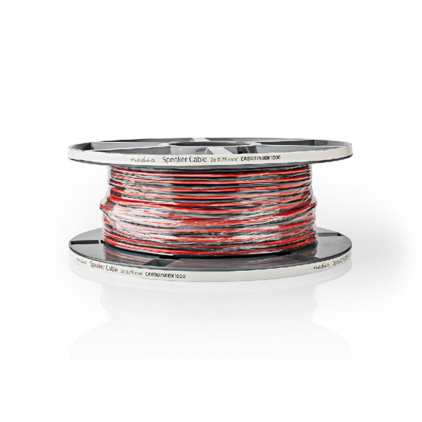 Luidsprekerkabel OFC 2 x 0,75mm2 - Zwart/Rood - 100 meter