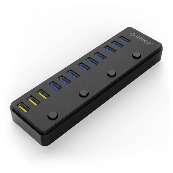 Orico USB-A Hub - 9x USB-A - 3x USB Oplaadpoort - Gevoed - USB 3.2 Gen 1 - 1 meter - Zwart