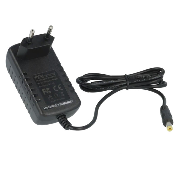 Voedingsadapter voor diverse - 5,5 x 2,1mm - 15V - 2A - 30W - Zwart
