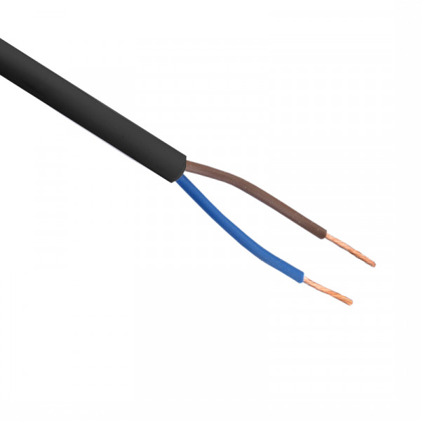 Flexibele (H05VV-F) stroomkabel zwart 2 x 1,5mm2 per meter