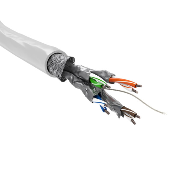S/FTP CAT6 Gigabit Netwerkkabel - CCA - 23AWG - Stug - 305 meter - Wit