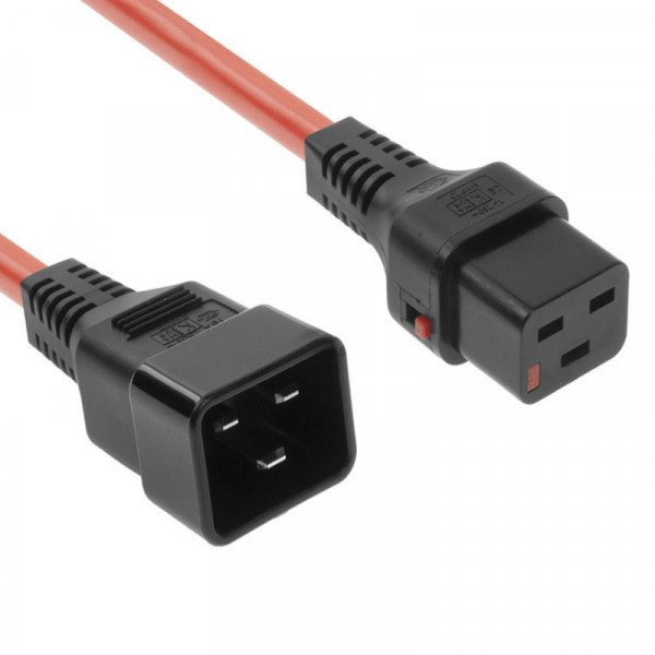 C19 IEC Lock - C20 Verlengkabel - 3 x 1,5mm2 - 3 meter - Rood