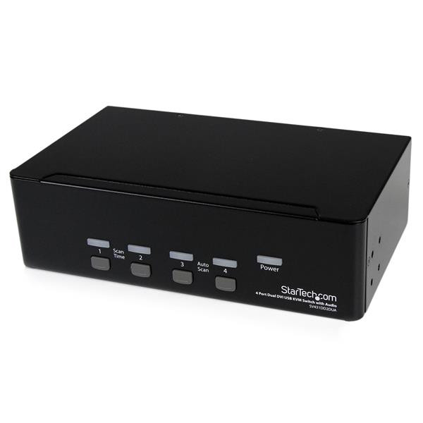 StarTech 4-poort Dual DVI USB KVM-switch met Audio en USB 2.0-hub