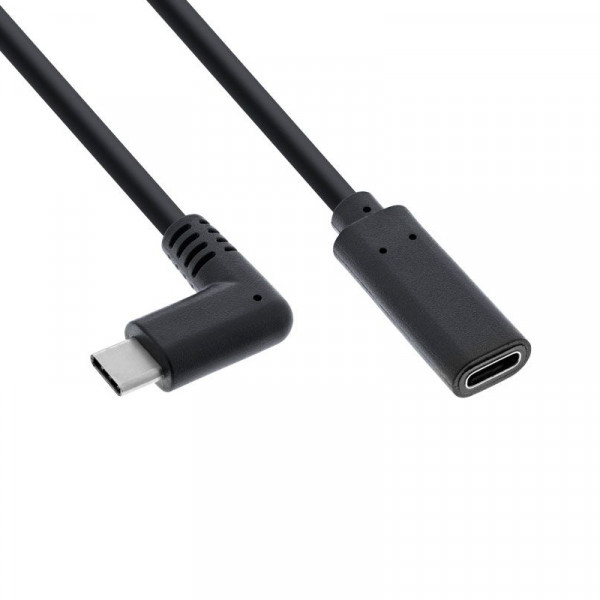 USB-C 3.2 Gen 2 haakse verlengkabel Zwart 0,5 meter