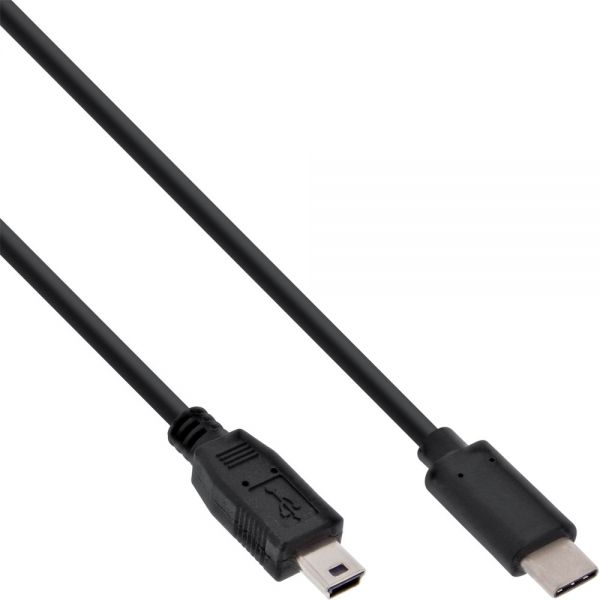 InLine 0.5m, USB2.0-C/USB2.0 Mini-B USB-kabel 0,5 m USB C Mini-USB B Zwart