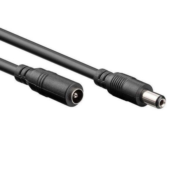 DC Voedingsplug Verlengkabel - 5,5 x 2,1mm - 0,75mm2 - 5 meter - Zwart