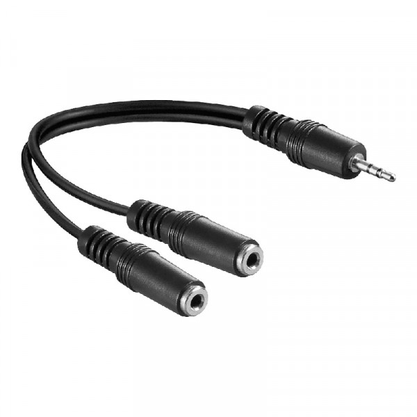 3,5mm (m) - 2x 3,5mm Stereo Jack (v) Splitter Adapterkabel - 0,2 meter - Basic - Zwart