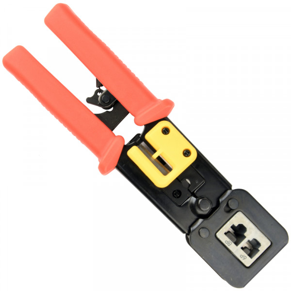 Universele Krimptang - RJ45, RJ11 en RJ12 - Knippen en krimpen - Zwart/Rood