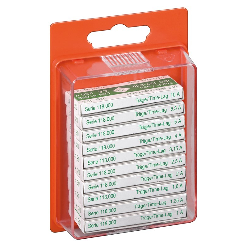 Glaszekering assortiment - 100 stuks - 5 x 20mm - Diverse amperages - Traag