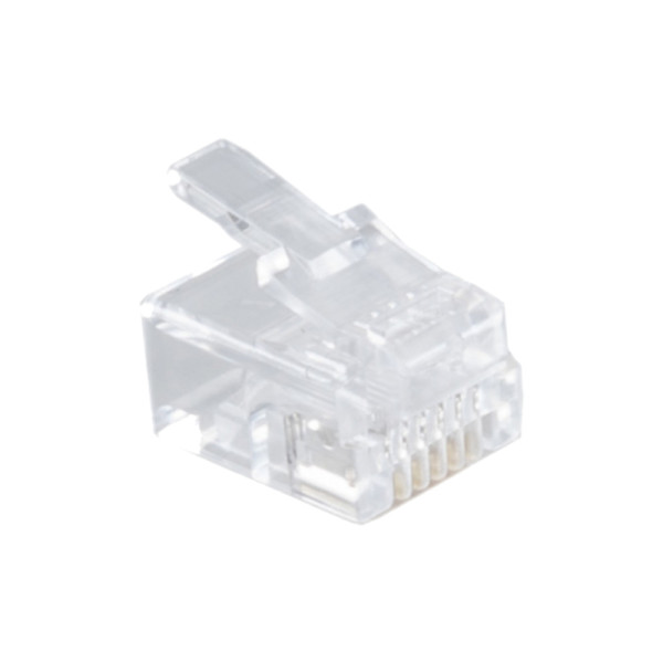 RJ12 Stekker - Per stuk - 6P6C - Voor ronde kabel - Transparant