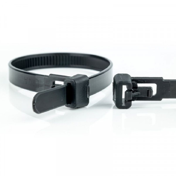 Hersluitbare Kabelbinders - 100 x 7,6mm - Trekkracht tot 22,2kg - 100 stuks - UV bestendig - Zwart