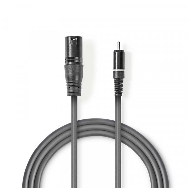 XLR 3-pin (m) - Mono Tulp (m) Kabel - 1,5 meter - Antraciet