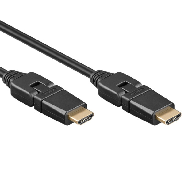 HDMI 1.4 Kabel - 4K 30Hz - Volledig draaibaar - Verguld - 2 meter - Zwart