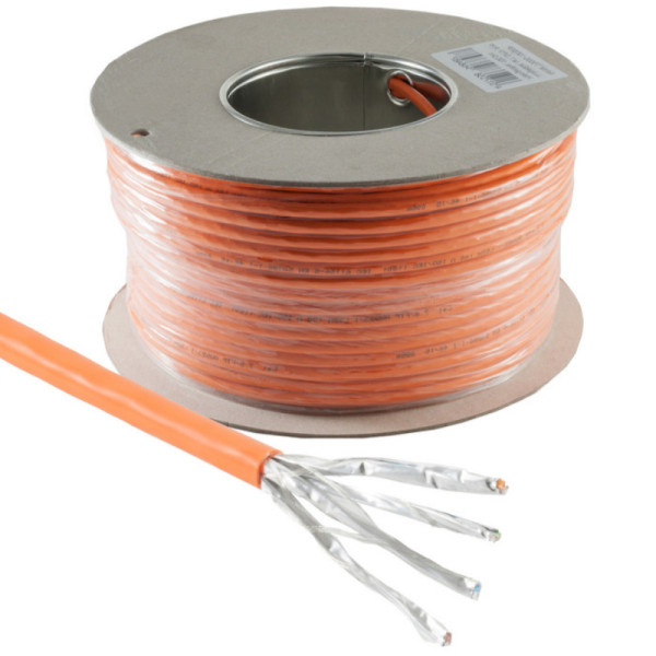 S/FTP CAT7 10 Gigabit Netwerkkabel - CU - 23AWG - Stug - LSZH - 100 meter - Oranje