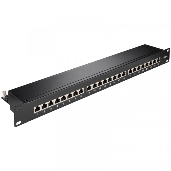 24-poorts Cat6a Patchpaneel - STP Afgeschermd - 1U - Zwart