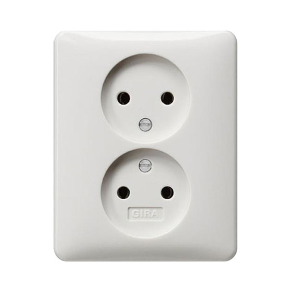 Gira Dubbele Wandcontactdoos zonder RA - Verticaal - Glanzend wit