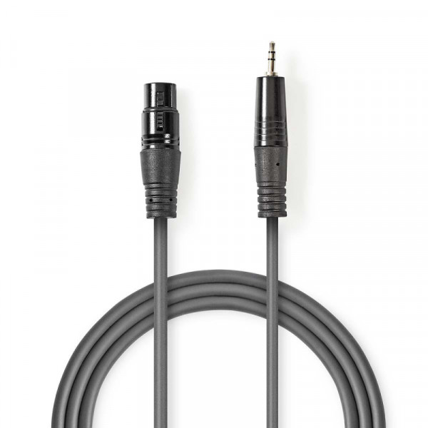 XLR 3-pin (m) - 3,5mm Stereo Jack (m) Kabel - 3 meter - Antraciet