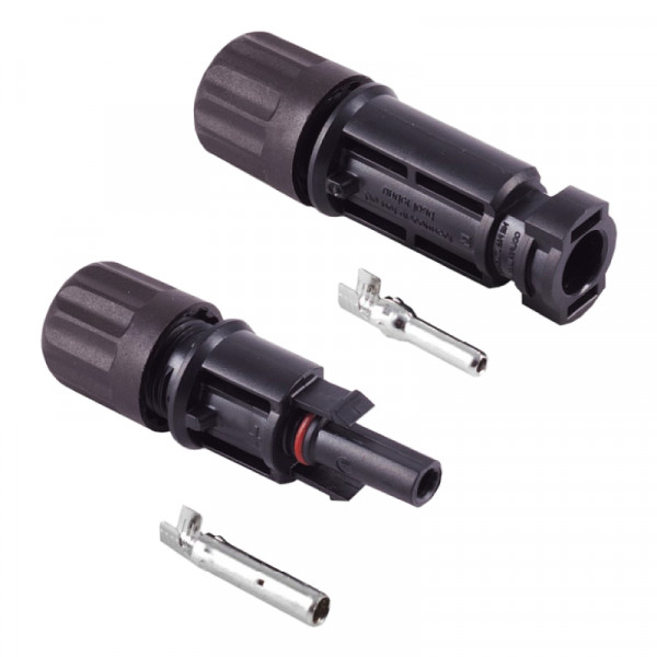 MC4 Solar connector set - (m) en (v) - 2,5-6mm2 - 1,5kV - IP67 - Zwart