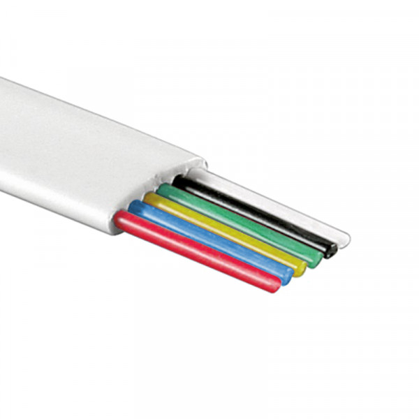 6-aderige Telefoonkabel - Plat - CCA - Wit - Per meter