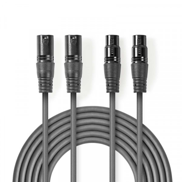 2x XLR 3-pin Microfoon- en Signaalkabel - Gebalanceerd - 3 meter - Antraciet