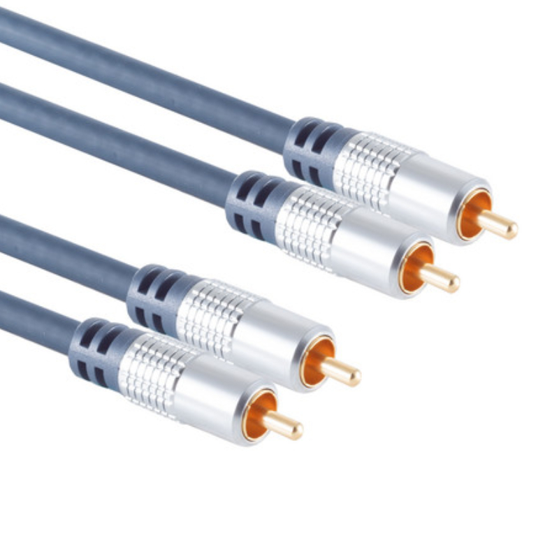 Stereo Tulp Kabel - Premium - Verguld - 3 meter - Blauw