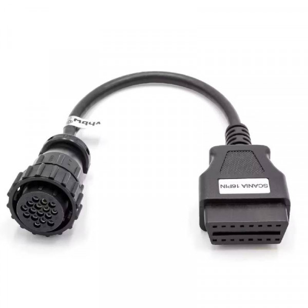 OBD2 Adapterkabel voor Scania - OBD1 16 naar 16-pins OBD2 - 0,3 meter - Zwart