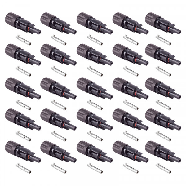 MC4 Solar connector (v) - 2,5-6mm2 - 1,5kV - IP67 - 25 stuks - Zwart