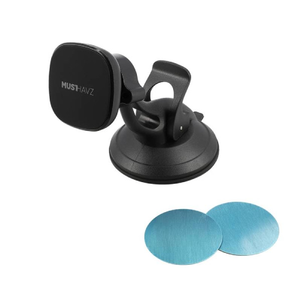 Musthavz Magnetische Autohouder voor Smartphones - met Zuignap - Zwart