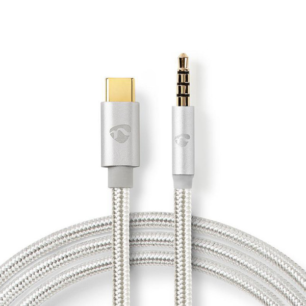 USB-C (m) naar 3.5mm Stereo Jack (m) Adapterkabel - Actief, Met DAC - Premium - 1 meter - Wit