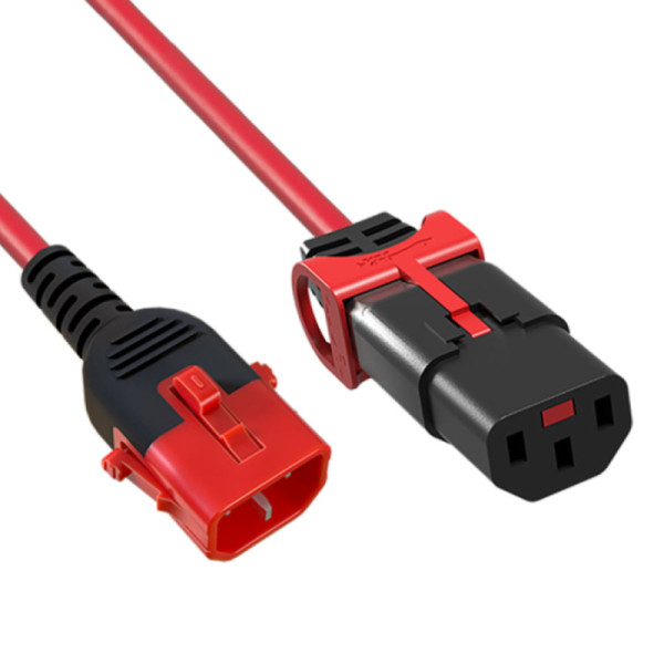 C13 - C14 Verlengkabel - Dual IEC Lock - 3 x 1mm2 - 3 meter - Rood