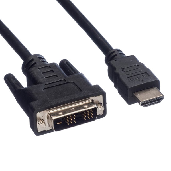 HDMI - DVI-D Kabel - 18+1 - Single Link - Full HD 60 Hz - 0,5 meter - Zwart