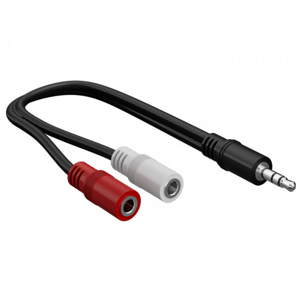 3,5mm (m) - 2x 3,5mm Mono Jack (v) Splitter Adapterkabel - 0,2 meter - Zwart