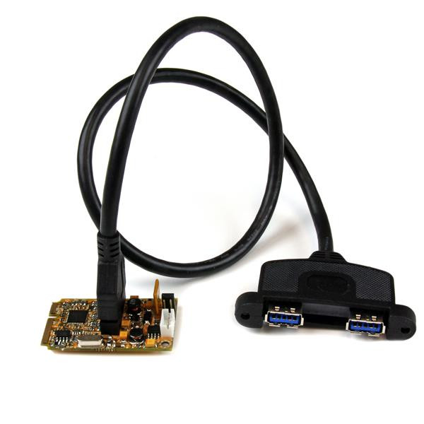 StarTech 2-poorts Mini PCI Express USB 3.0 Adapterkaart met UASP-ondersteuning - Zwart