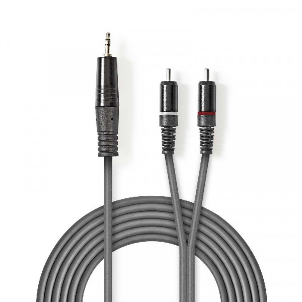 Stereo Tulp (m) - 3,5mm Stereo Jack (m) Kabel - 5 meter - Antraciet
