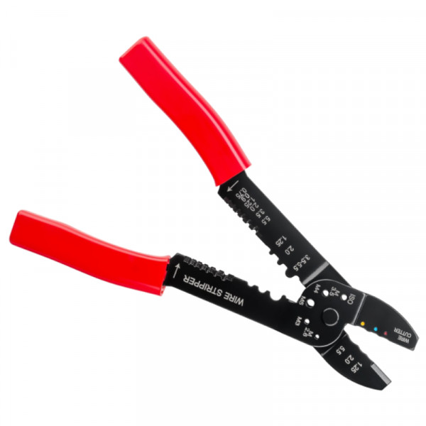 Krimptang voor kabelconnectors - Met stripfunctie - 1,5-5,5mm2 - Zwart/Rood
