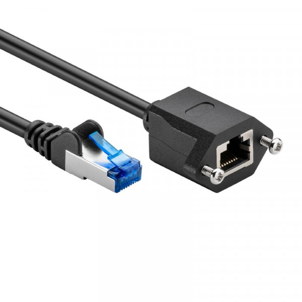 S/FTP CAT6A 10 Gigabit Netwerk Verlengkabel - Inbouwchassis - CU - 2 meter - Zwart