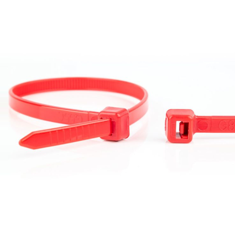 Kabelbinders - 100 x 2,5mm - Trekkracht tot 8,1kg - 100 stuks - Rood