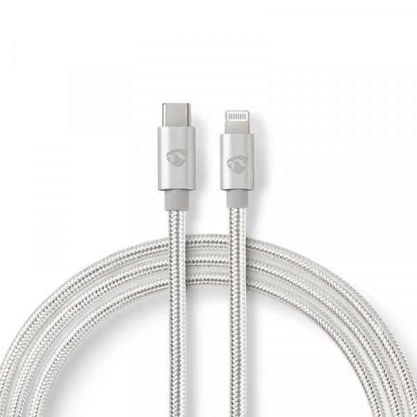 USB-C naar Lightning Kabel - MFI - Nylon sleeve - Premium - 1 meter - Zilver