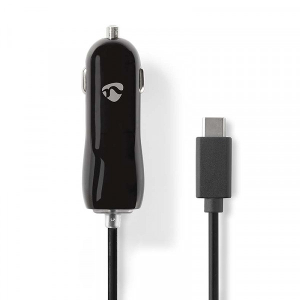 USB-C Autolader - 15W - 1 meter - Zwart