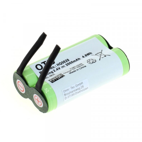 Accu voor Philips Philishave HQ5620 / HQ5660 / HQ6720 / HQ6730 - 2,4V - 2000mAh - Groen