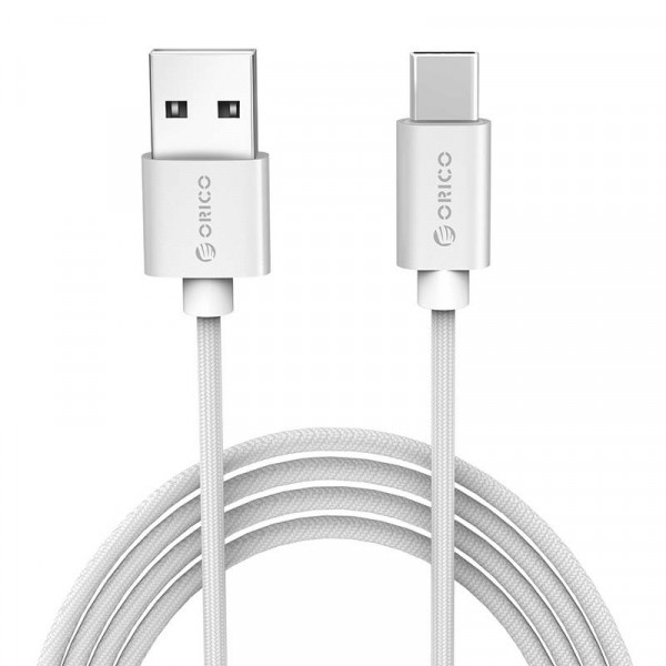 Orico USB-A naar USB-C Kabel - 3A Opladen - USB 2.0 - Nylon Sleeve - 1 meter - Zilver