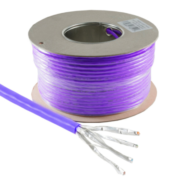 S/FTP CAT7A 10 Gigabit Netwerkkabel - CU - 23AWG - LSZH - Stug - 100 meter - Paars